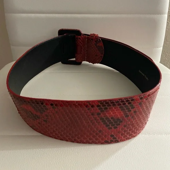 Oscar de la Renta Red & Black Genuine Snake Belt NWOT